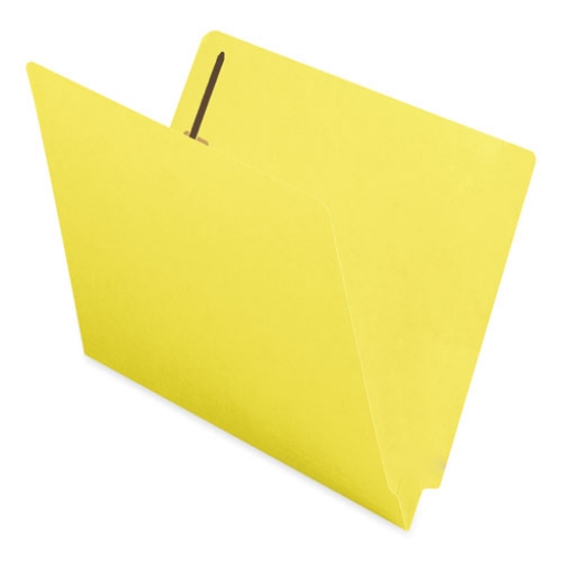 Picture of Heavyweight Colored End Tab Fastener Folders, 0.75" Expansion, 2 Fasteners, Letter Size, Yellow Exterior, 50/Box