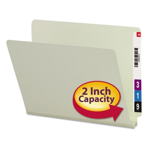 Picture of Extra-Heavy Recycled Pressboard End Tab Folders, Straight Tabs, Letter Size, 2" Expansion, Gray-Green, 25/Box