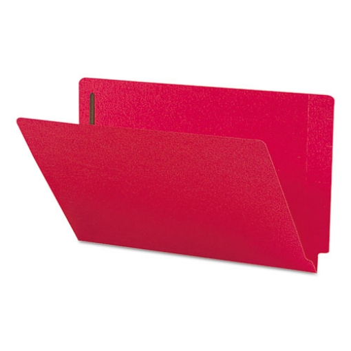 Picture of Heavyweight Colored End Tab Fastener Folders, 0.75" Expansion, 2 Fasteners, Legal Size, Red Exterior, 50/Box