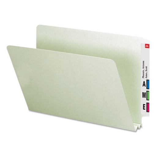 Picture of Extra-Heavy Recycled Pressboard End Tab Folders, Straight Tabs, Legal Size, 2" Expansion, Gray-Green, 25/Box