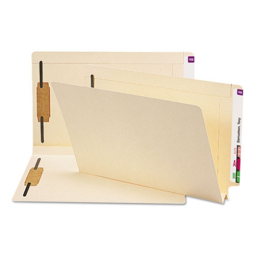 Picture of End Tab W-Fold Fastener Folders with Reinforced Tabs, 1.5" Expansion, 2 Fasteners, Legal Size, Manila, 50/Box