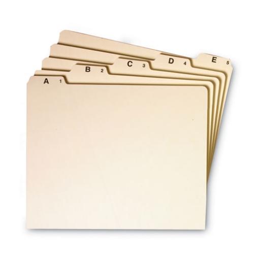 Picture of Alphabetic Top Tab Indexed File Guide Set, 1/5-Cut Top Tab, A To Z, 8.5 X 11, Manila, 25/set