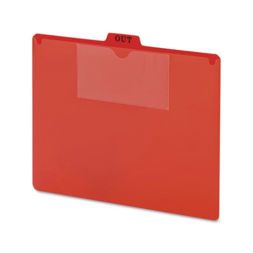 Picture of Poly Out Guide, Two-Pocket Style, 1/5-Cut Top Tab, Out, 8.5 X 11, Red, 50/box