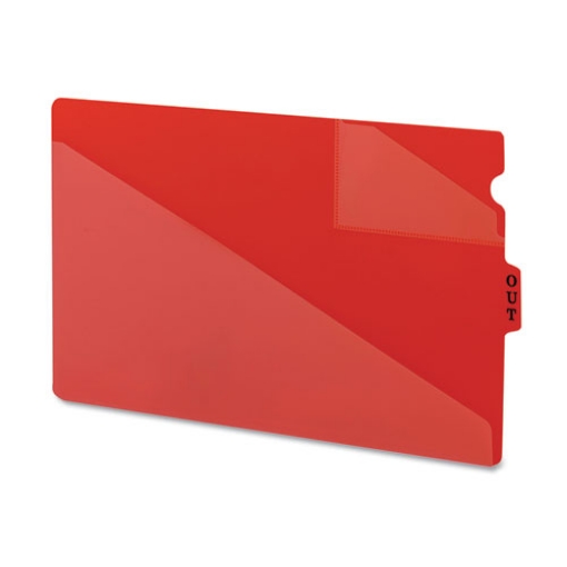 Picture of End Tab Poly Out Guides, Two-Pocket Style, 1/3-Cut End Tab, Out, 8.5 X 14, Red, 50/box