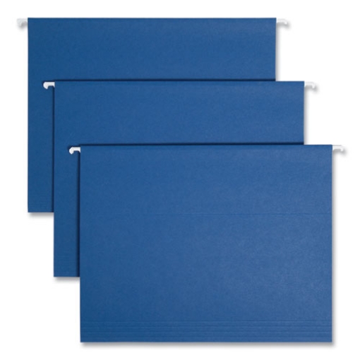 Picture of Colored Hanging File Folders with 1/5 Cut Tabs, Letter Size, 1/5-Cut Tabs, Navy, 25/Box