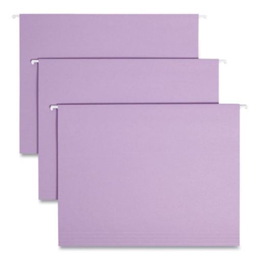 Picture of Colored Hanging File Folders with 1/5 Cut Tabs, Letter Size, 1/5-Cut Tabs, Lavender, 25/Box