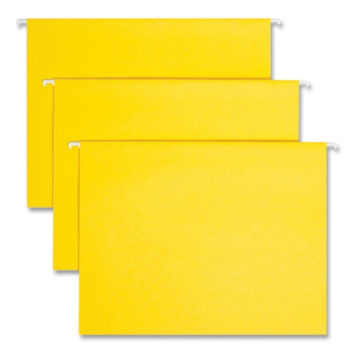 Picture of Colored Hanging File Folders with 1/5 Cut Tabs, Letter Size, 1/5-Cut Tabs, Yellow, 25/Box