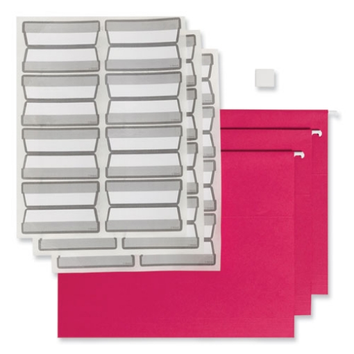 Picture of Colored Hanging File Folders with ProTab Kit, Letter Size, 1/3-Cut, Red