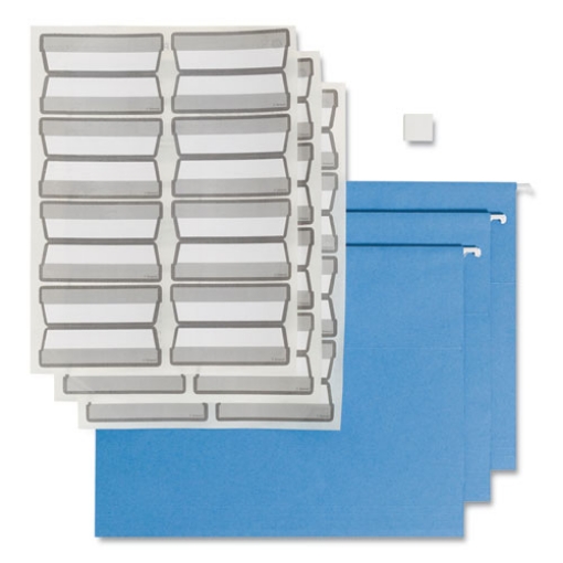 Picture of Colored Hanging File Folders with ProTab Kit, Letter Size, 1/3-Cut, Blue