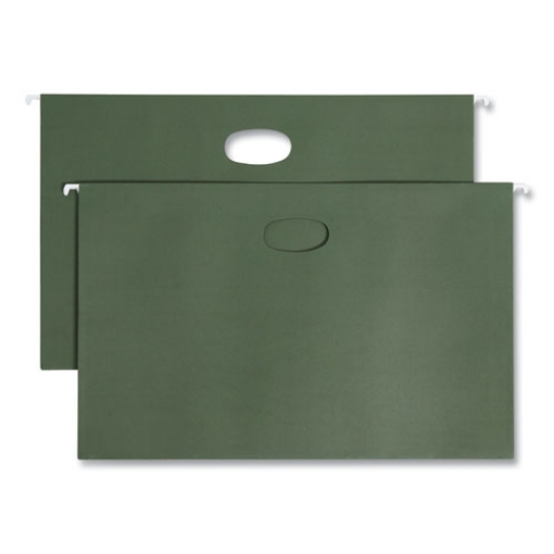 Picture of Hanging Pockets with Full-Height Gusset, 1 Section, 1.75" Capacity, Legal Size, Standard Green, 25/Box