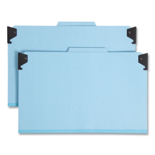 Picture of FasTab Hanging Pressboard Classification Folders, 2 Dividers, Legal Size, Blue