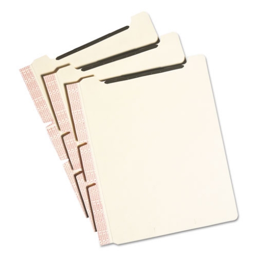 Picture of Self-Adhesive Folder Dividers with Twin-Prong Fasteners for Top/End Tab Folders, 1 Fastener, Letter Size, Manila, 25/Pack