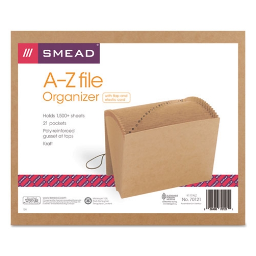 Picture of Indexed Expanding Kraft Files, 21 Sections, Elastic Cord Closure, 1/21-Cut Tabs, Letter Size, Kraft