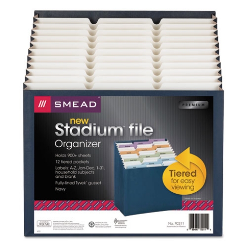 Picture of Stadium File, 12 Sections, 1/12-Cut Tabs, Letter Size, Navy