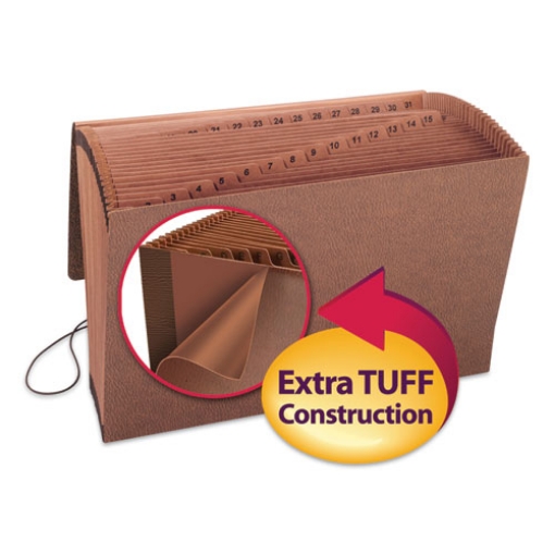 Picture of TUFF Expanding Wallet, 31 Sections, Elastic Cord Closure, 1/15-Cut Tabs, Legal Size, Redrope