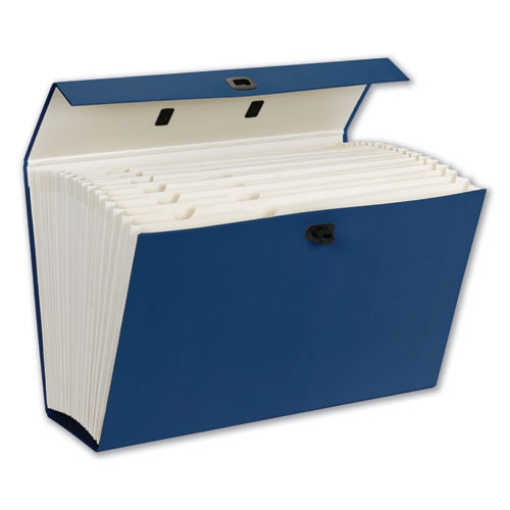 Picture of Expanding File Box, 16.63" Expansion, 19 Sections, Twist-Lock Latch Closure, 2/5-Cut Tabs, Legal Size, Blue