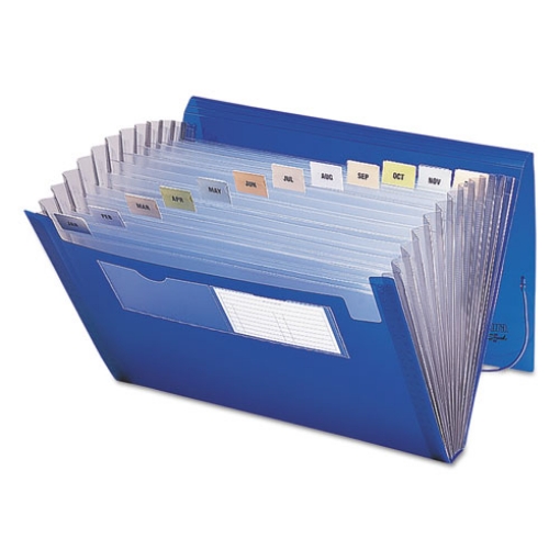 Picture of Expanding File With Color Tab Inserts, 9" Expansion, 12 Sections, Elastic Cord Closure, 1/12-Cut Tabs, Letter Size, Blue