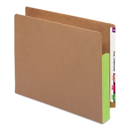 Picture of Redrope Drop-Front End Tab File Pockets, Fully Lined 6.5" High Gussets, 3.5" Expansion, Letter Size, Redrope/Green, 10/Box