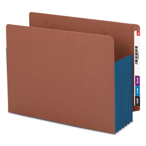 Picture of Redrope Drop-Front End Tab File Pockets, Fully Lined 6.5" High Gussets, 5.25" Expansion, Letter Size, Redrope/Blue, 10/Box