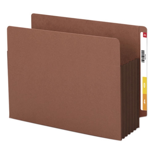 Picture of Redrope Drop-Front End Tab File Pockets, Fully Lined Colored Gussets, 5.25" Expansion, Letter Size, Redrope/Brown, 10/Box