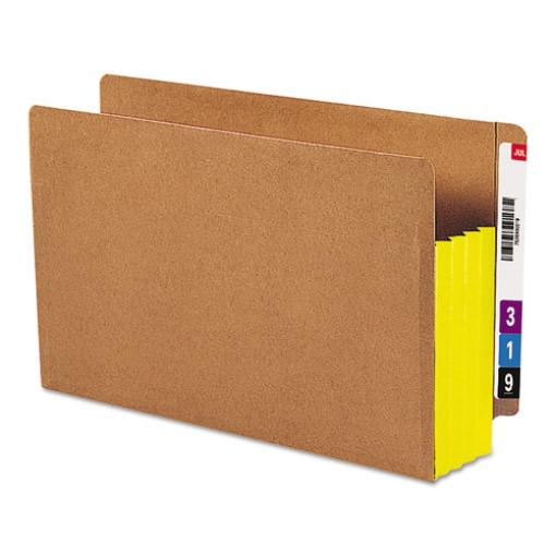 Picture of Redrope Drop-Front End Tab File Pockets, Fully Lined 6.5" High Gussets, 3.5" Expansion, Legal Size, Redrope/Yellow, 10/Box