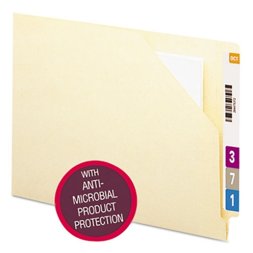 Picture of End Tab File Jacket With Antimicrobial Product Protection, Shelf-Master Reinforced Straight Tab, Letter Size, Manila, 100/box