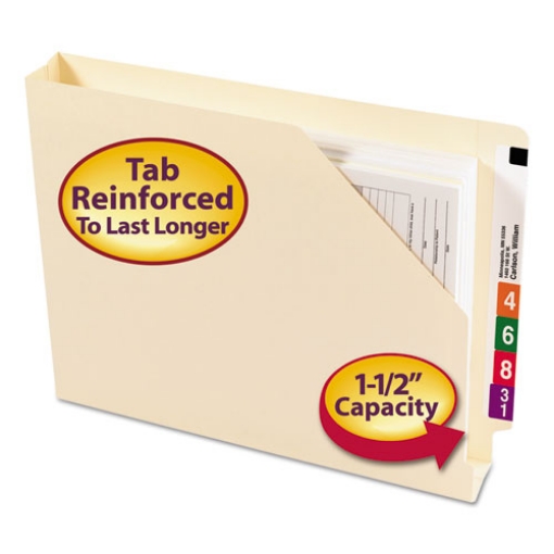 Picture of End Tab Jackets With Reinforced Tabs, Straight Tab, Letter Size, 14-Pt Manila, 50/box