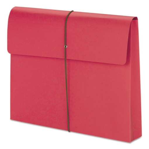 Picture of Expanding Wallet with Elastic Cord, 2" Expansion, 1 Section, Elastic Cord Closure, Letter Size, Red, 10/Box