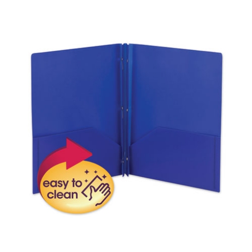 Picture of Poly Two-Pocket Folder With Fasteners, 180-Sheet Capacity, 11 X 8.5, Blue, 25/box