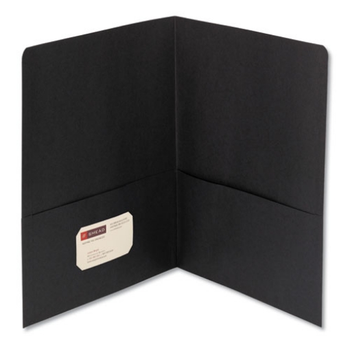 Picture of Two-Pocket Folder, Textured Paper, 100-Sheet Capacity, 11 X 8.5, Black, 25/box