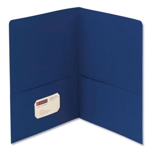 Picture of Two-Pocket Folder, Textured Paper, 100-Sheet Capacity, 11 X 8.5, Dark Blue, 25/box