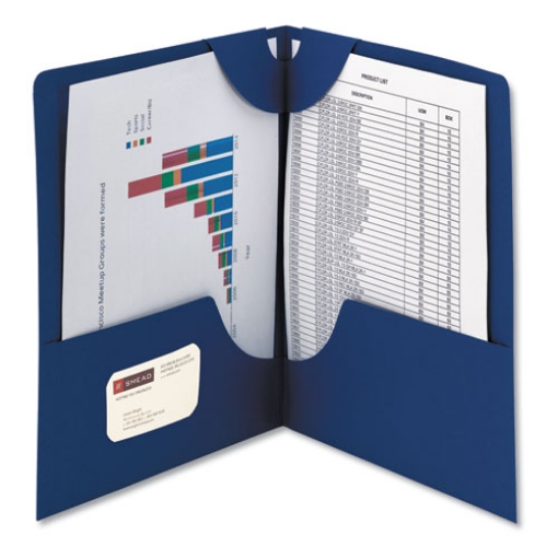 Picture of Lockit Two-Pocket Folder, Textured Paper, 100-Sheet Capacity, 11 X 8.5, Dark Blue, 25/box