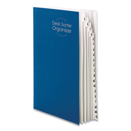 Picture of Deluxe Expandable Indexed Desk File/Sorter, Reinforced Tabs, 20 Dividers, Alpha/Numeric Index, Legal Size, Dark Blue Cover