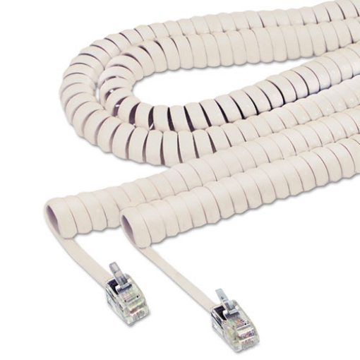 Picture of Coiled Phone Cord, Plug/Plug, 25 ft, Beige