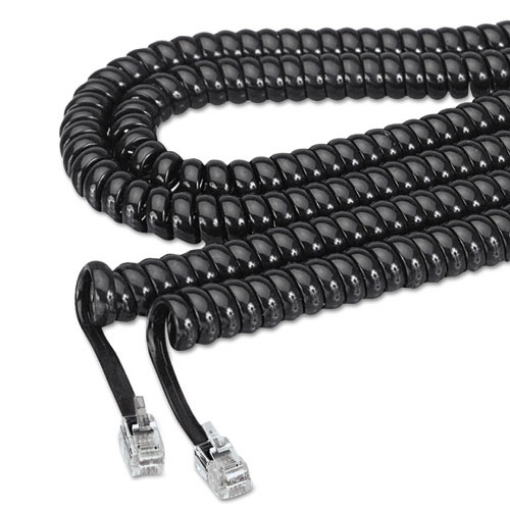 Picture of Coiled Phone Cord, Plug/Plug, 25 ft, Black