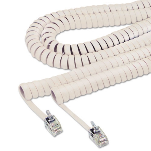 Picture of Coiled Phone Cord, Plug/Plug, 12 ft, Ivory