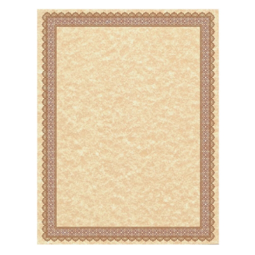 Picture of Parchment Certificates, Vintage, 8.5 X 11, Copper With Burgundy/gold Foil Border, 50/pack