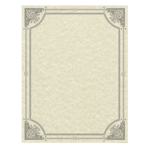 Picture of Parchment Certificates, Vintage, 8.5 X 11, Ivory With Silver Foil Border, 50/pack