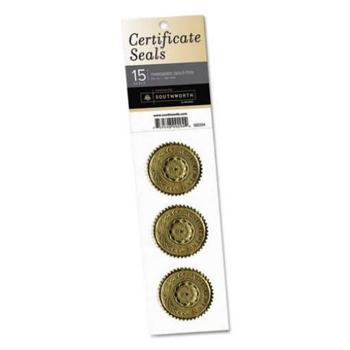 Picture of Certificate Seals, 1.75" dia, Gold, 3/Sheet, 5 Sheets/Pack