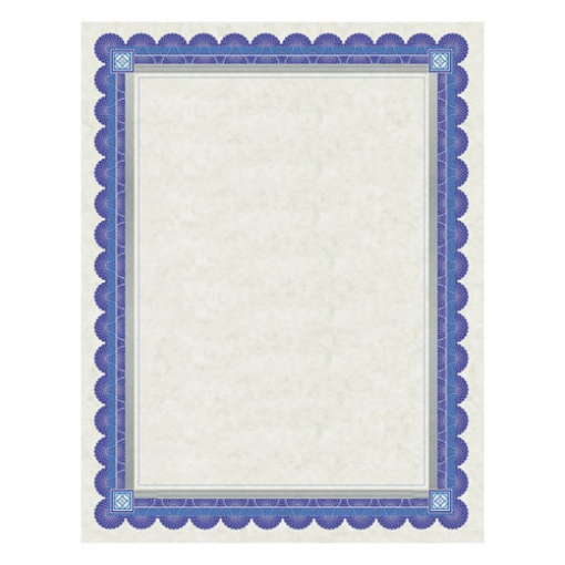 Picture of Parchment Certificates, Academic, 8.5 X 11, Ivory With Blue/silver Foil Border, 15/pack