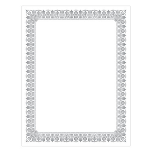 Picture of Premium Certificates, 8.5 X 11, White/silver With Fleur Silver Foil Border,15/pack