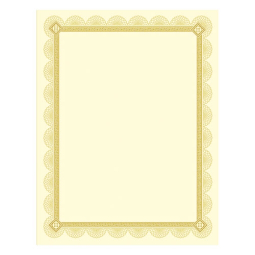 Picture of Premium Certificates, 8.5 X 11, Ivory/gold With Spiro Gold Foil Border,15/pack