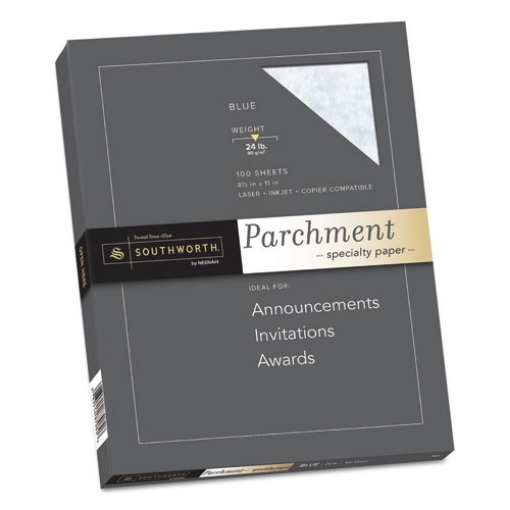 Picture of Parchment Specialty Paper, 24 lb Bond Weight, 8.5 x 11, Blue, 100/Pack