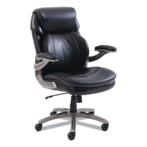 Picture of Cosset Mid-Back Executive Chair, Supports Up To 275 Lb, 18.5" To 21.5" Seat Height, Black Seat/back, Slate Base