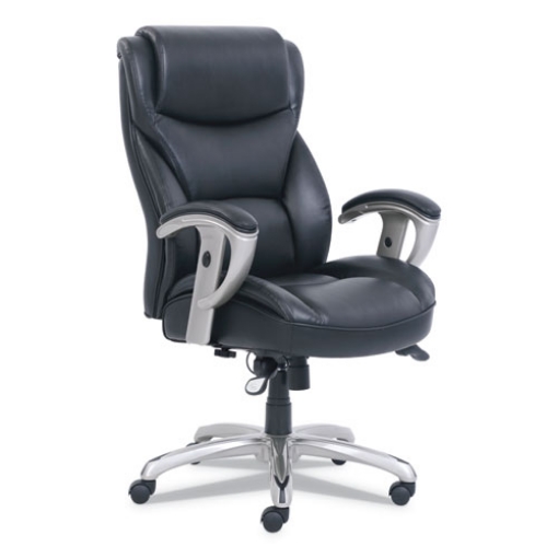 Picture of Emerson Big And Tall Task Chair, Supports Up To 400 Lb, 19.5" To 22.5" Seat Height, Black Seat/back, Silver Base