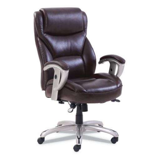 Picture of Emerson Big And Tall Task Chair, Supports Up To 400 Lb, 19.5" To 22.5" Seat Height, Brown Seat/back, Silver Base