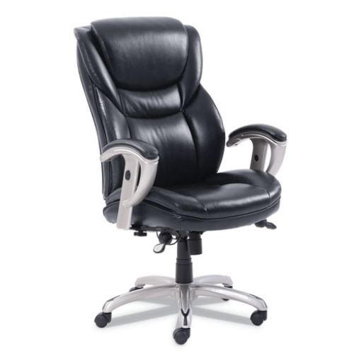 Picture of Emerson Executive Task Chair, Supports Up To 300 Lb, 19" To 22" Seat Height, Black Seat/back, Silver Base