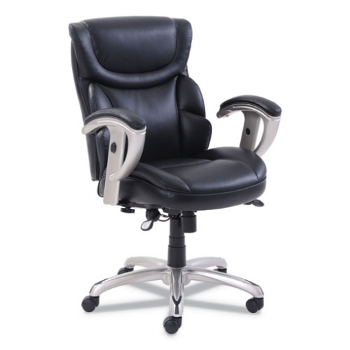 Picture of Emerson Task Chair, Supports Up To 300 Lb, 18.75" To 21.75" Seat Height, Black Seat/back, Silver Base