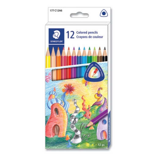 Picture of Colored Pencils, 3 mm, Assorted Lead/Barrel Colors,12/Pack