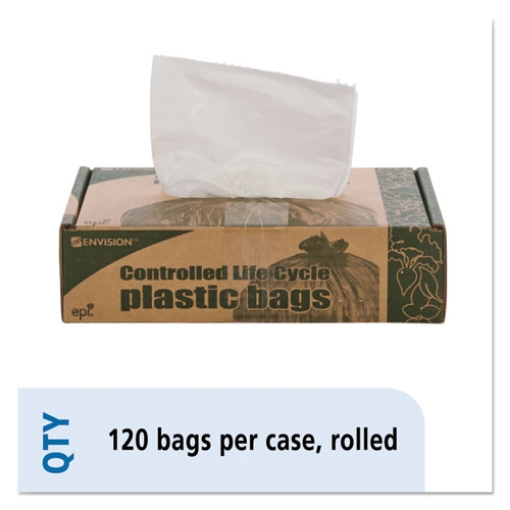 Picture of Controlled Life-Cycle Plastic Trash Bags, 13 Gal, 0.7 Mil, 24" X 30", White, 120/box